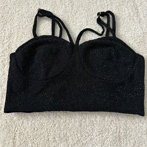 Wild Fable Glittery Black Crop Top